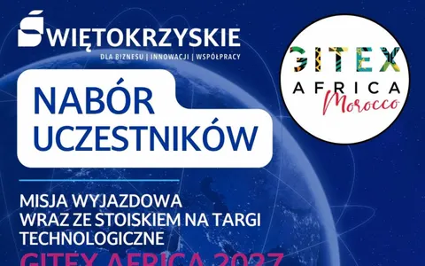 Plakat: GITEX AFRICA 2027 w Marrakeszu – wspólne stoisko Województwa Świętokrzyskiego dla firm ICT (nabór do 15 listopada)